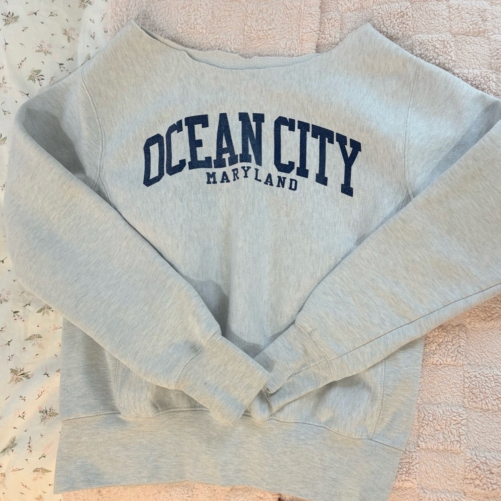 Gray Ocean City Off-the-Shoulder Sweater